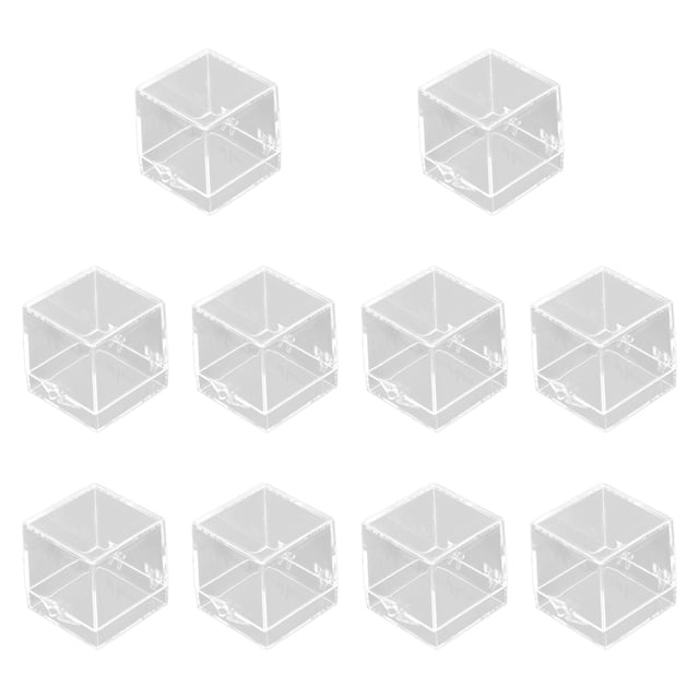 hengtong 10 Pieces Mineral Display Boxes Display Holders Dustproof Multifunctional Square Clear