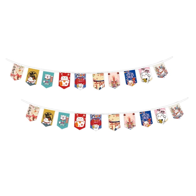 Bandera colgante de cuerda de gato japonés, 20 unidades, 8" x 12", banderines de poliéster, 26 pies EstiloD