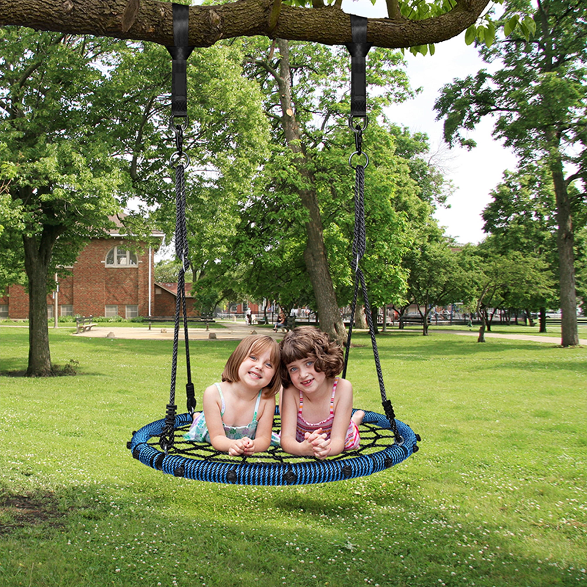 Trekassy 660 lb spider web swing 40 inch for tree kids with steel frame and 2 hanging straps hot sale