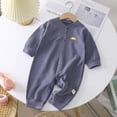 thumbnail image 2 of HNMKIU Unisexe Garçons Doux à Manches Longues Justaucorps Barboteuse Combinaison Confortable Col Rond Tenue pour Intérieur Printemps Automne Tenue Classique de Tous les Jours Fermeture à Boutons-Pression Design Marine,6-12 Mois, 2 of 3