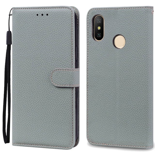 For Redmi Note 6 Pro Case Xiaomi Redmi 6 Pro Soft TPU Wallet Leather Case For Xiaomi Redmi 6 Case Note 6 Pro Flip Cover Fundas Grey For Redmi Note 6 Pro