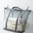 thumbnail image 6 of Large Capacity Mesh Laundry Basket | Foldable Portable Clothes Hamper | Wall-Mounted Storage Bag with Handles | Breathable Durable Polyester Organizer | 16.1x15.8x9.8 in | Gray | 1 Pack, 6 of 8