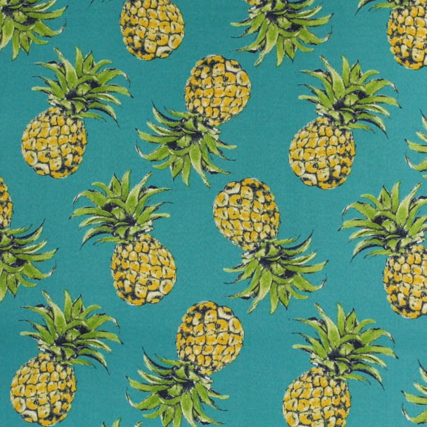 Berkshire Home Polyester 54" Indoor/Outdoor Pineapple Teal Fabric, per Yard