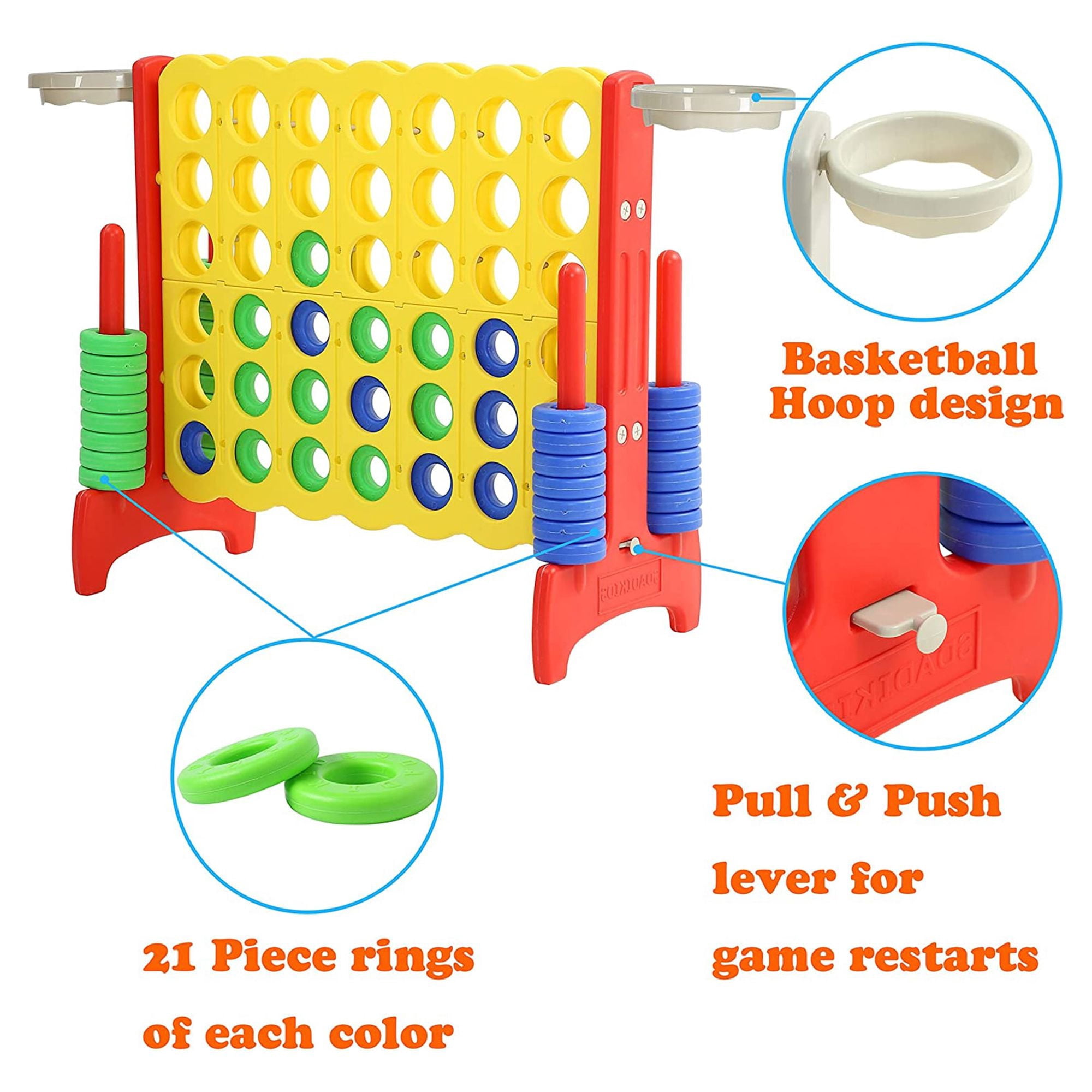 SDADI Giant 33 Inch 4-In-A-Row Game and Basketball Activity Floor Game