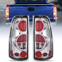 Nilight Taillight Assembly Compatible with 1999 2000 2001 2002 2003 2004 2005 2006 2007 Chevy Silverado 1999-2002 GMC Sierra Rear Lamp Classic Body OE Style Chrome Housing Clear Lens