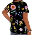thumbnail image 2 of CLOOCL Women Blouse Tops Floral 3D Printed Short Sleeve Shirts Oversized Black T-shirt, 2 of 6