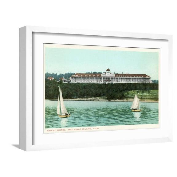Art.com Grand Hotel, Mackinac Island, Michigan Art Print, White Frame Wall Art, 23" x 17"