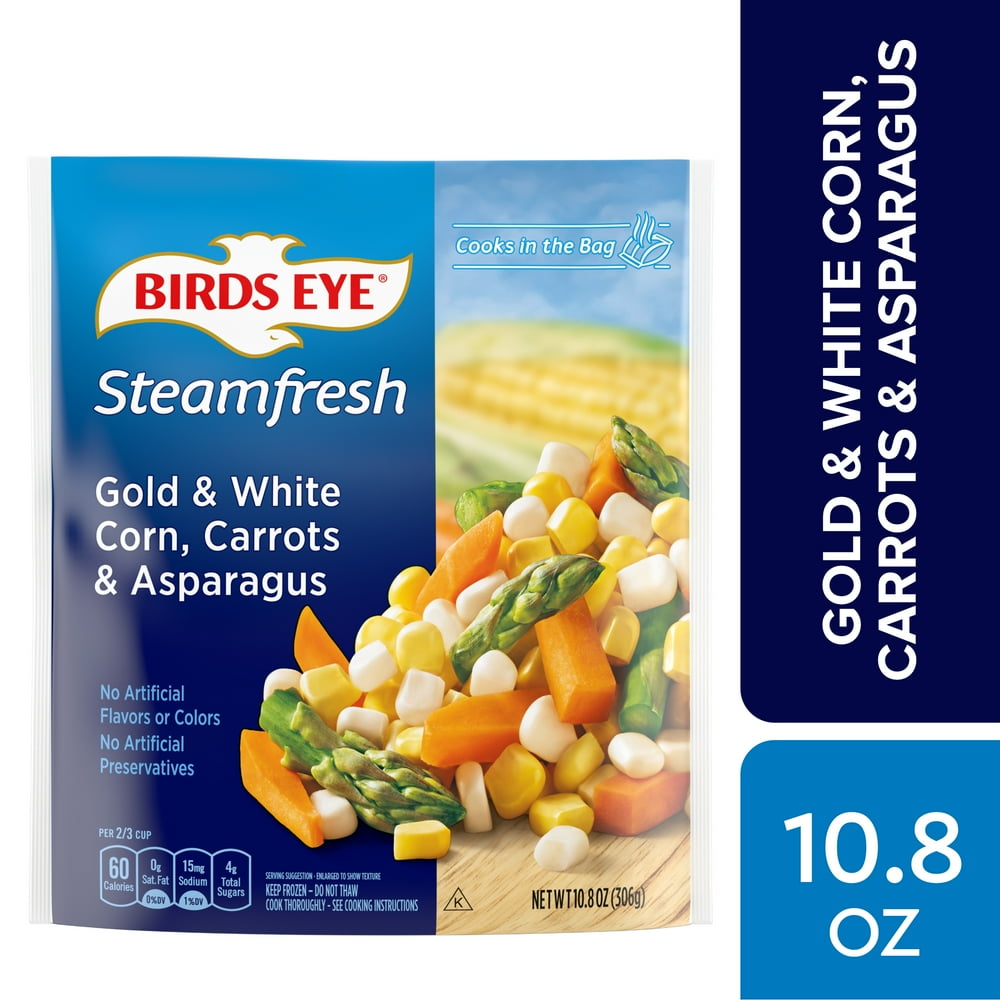 Birds Eye Steamfresh Gold & White Corn, Carrots & Asparagus, 10.8 Oz