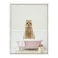 thumbnail image 2 of Kate and Laurel Sylvie Alpaca in Cottage Rose Bath Framed Canvas Wall Art by Amy Peterson Art Studio, 18x24 White, Modern Fun Decorative Bathtub Wall Art for Home Décor, 2 of 6