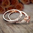 thumbnail image 4 of 1.50 carat Princess Morganite and Diamond Bridal Wedding Ring Set in Rose Gold Bestselling Design, 4 of 5