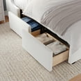 thumbnail image 5 of Martha Stewart King Upholstered Platform Bed with Wingback Headboard and 4 Side Storage Drawers, Wood Slat Foundation, No Box Spring Needed, Off-White, 5 of 20