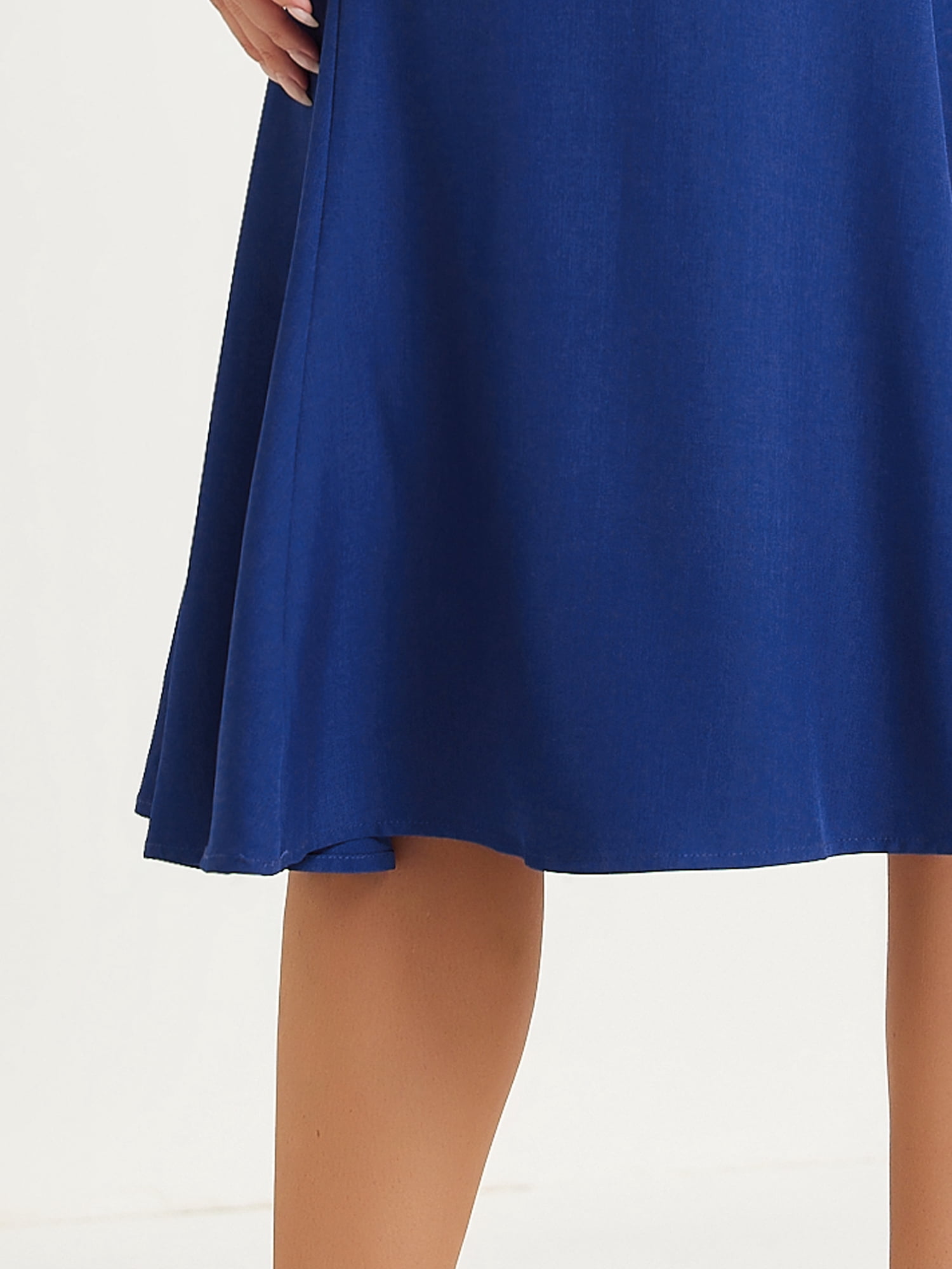 DARING DIVA Women's Side Zipper Flared Flowy A Line Midi Skirts XS Royal Blue
