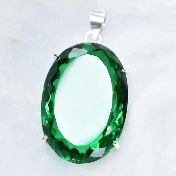 Natural 120.65 Ct Oval Cut Topaz CERTIFEID 925 Sterling Silver Green Pendant