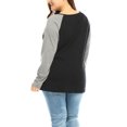 thumbnail image 5 of Mujer TalextCráneo Floral con contraste de color Raglan T-CamiNegro 1X, 5 of 5