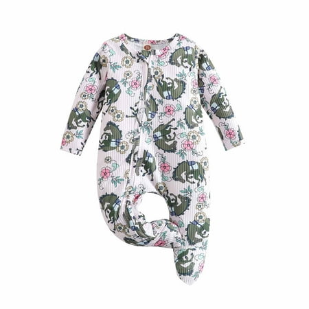 

Baby Footie Jumpsuit 2023 Cute Cartoon Print Waffle Romper Bodysuit for Newborn Infant Comfy Soft Clothes 0-18M