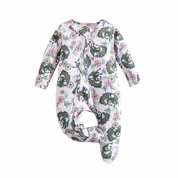 Winter Savings Clearance! Dezsed 100% Cotton Newborn Baby Clothes Printed Jumpsuit Rompers With Zipper Infant Boys Girls Spring Autumn Bottoming Shirt Jumpsuits Footed