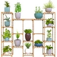 Wood Plant Stand Indoor Outdoor Corner Plant Shelf Stand, 7 Tiered 17