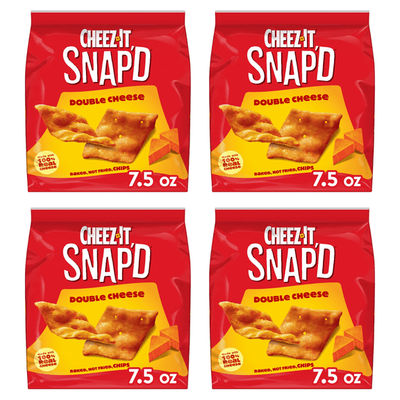 Cheez-It Snap'd Double Cheese Cracker Chips, Thin Crisps, 7.5 oz (Pack of 4)