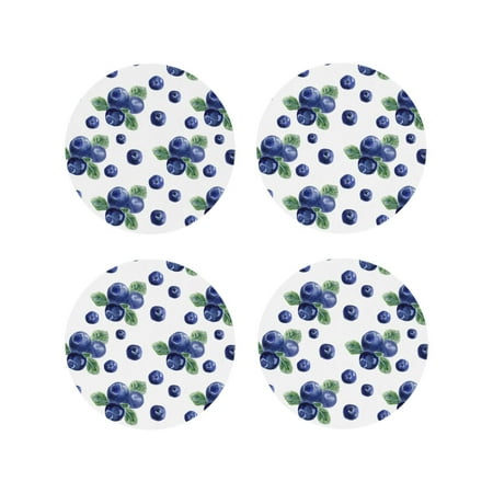 

Leather Coasters with Heat-resistant for Drinks Blueberry pattern Print -标题2 Round Shape
