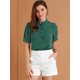 thumbnail image 2 of Blusa de trabajo Allegra K con cuello redondo y mangas cortas volantes Verde XL, 2 of 6