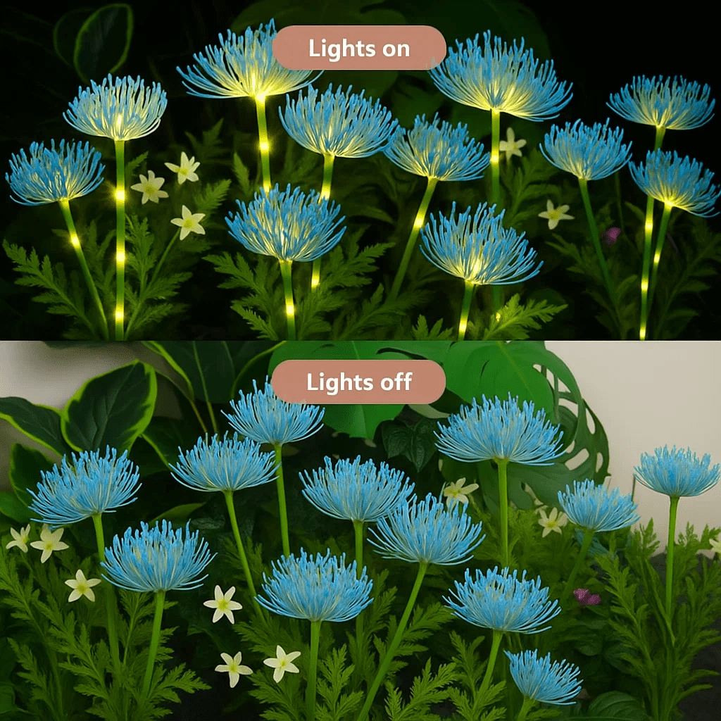 Lyacmy 4 Pack Blue Flower Solar Garden Lights Outdoor, Waterproof Solar Lights for Yard Pathway Patio Outdoor Decor