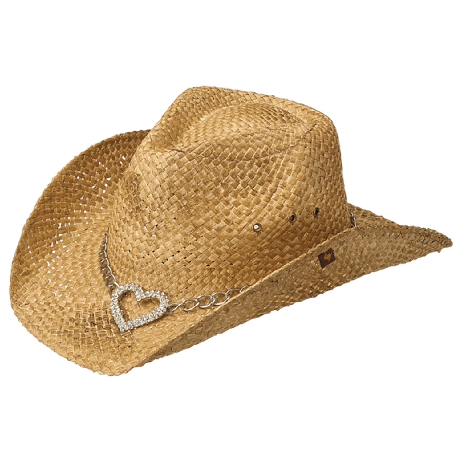 Peter Grimm Pink Straw Western Cowboy Hat w Heart Chain Pink Women main image 2