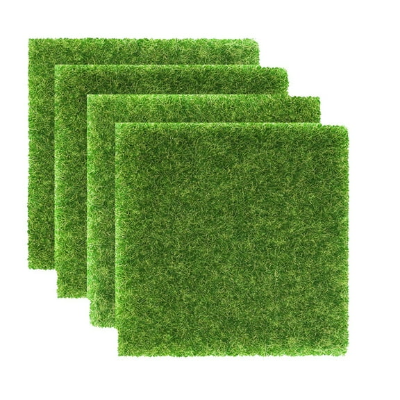 Artifitial Turf Landscape Decor Artificial Lawn Fake Grass Mat Moss Plastic 4 Pcs