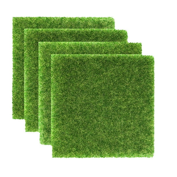 4 piezas de césped artificial para mesa de arena, tapete de césped artificial para mesa de arena, decoración de césped DIY