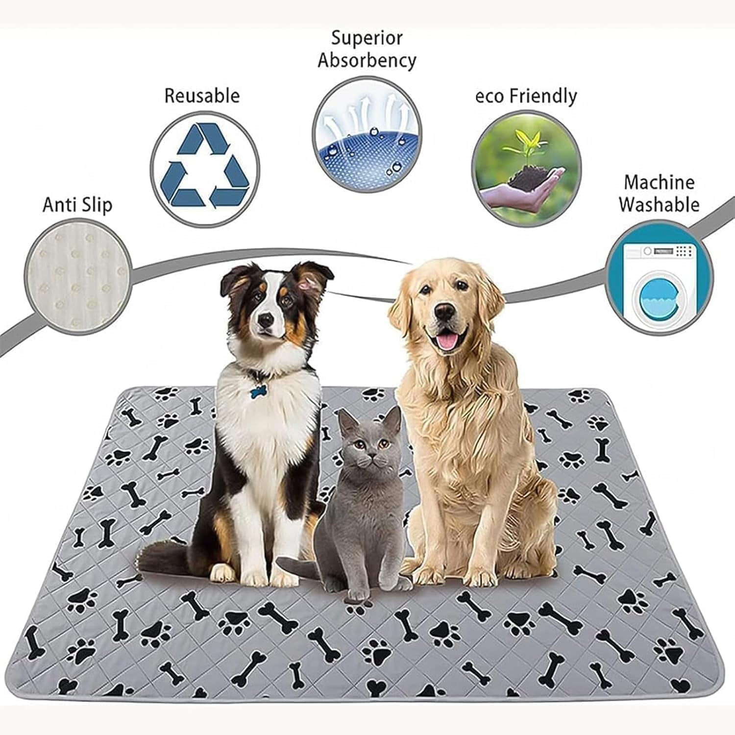 Puppy Pads with Pheromones,Puppy Pee Pads for Dogs, 2026 Upgraded Washable Puppy Pad with Pheromones, Puppy Pads with Pheromones - Leak & Odor Proof, Non-Slip Base, Easy to Clean & Reusable