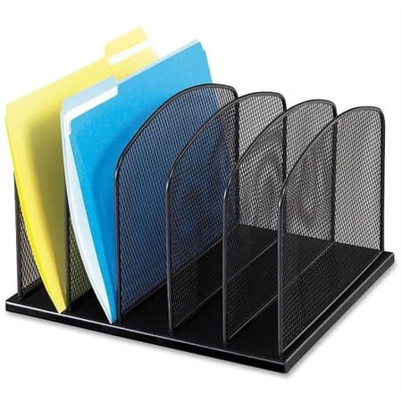 Safco Mesh Desk Organizers 5 Compartment(s) - 2" - 8.3" Height x 12.5" Width x 11.3" Depth - Desktop - Black - Steel - 1 / Each