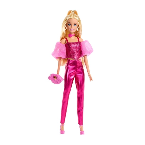 Muñeca Mattel Barbie Deluxe Cabello Rubio y Conjunto Rosa Metálico