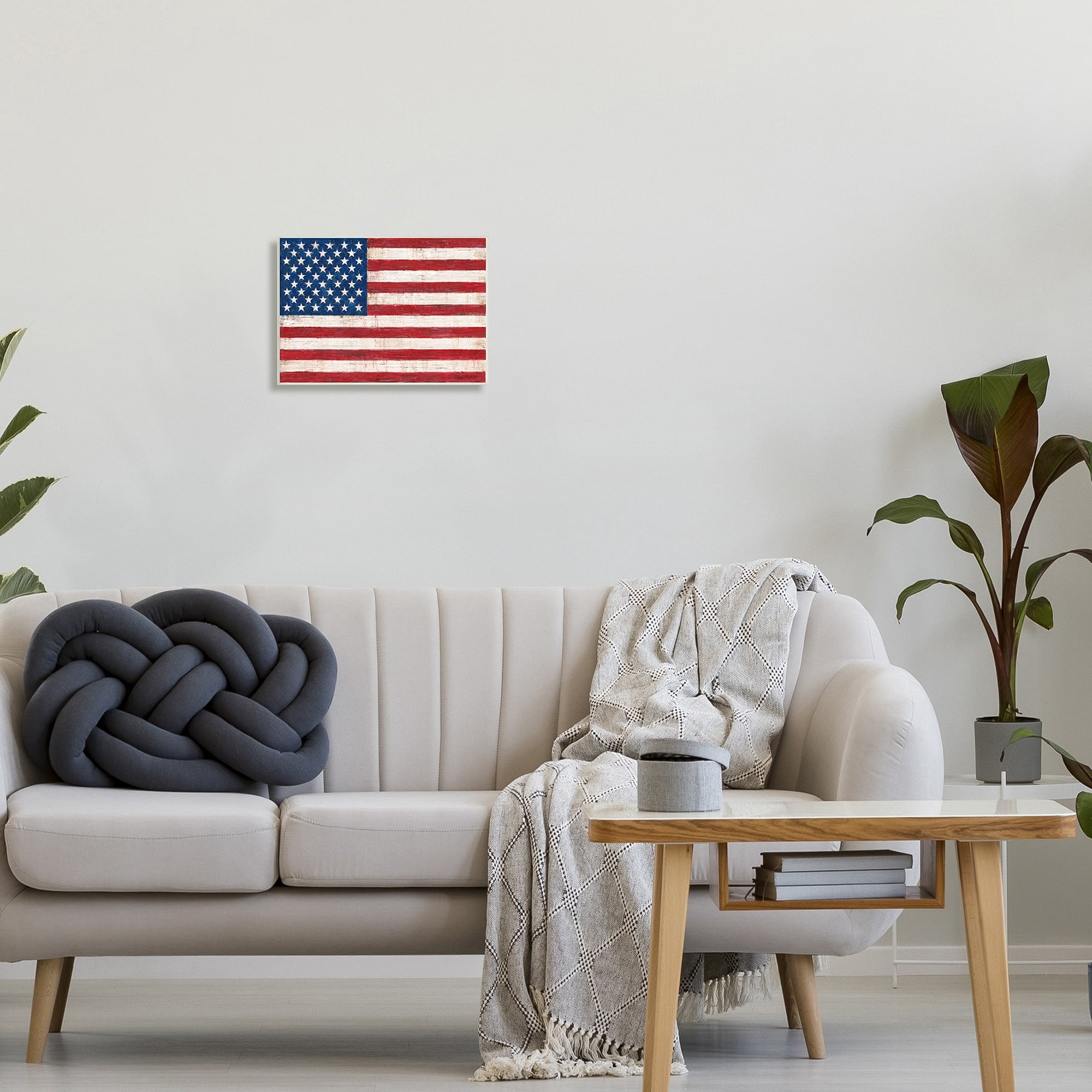 Rustic American Flag Red White Blue Distressed Pattern 15 in x 10 in Framed Painting Art Print, by Stupell Home Décor