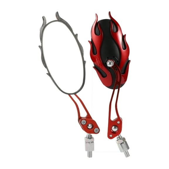 Unique Bargains Universal Motorcycle Rear View Mirrors Adjustable Side Rearview Mirror Aluminum Alloy Plastic 1 Set Red M8/M10 Oval Shape