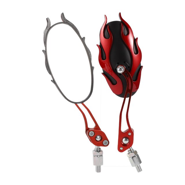 Espejos retrovisores universales ajustables para motocicleta, aleación de aluminio y plástico, 1 set rojo M8/M10 forma ovalada