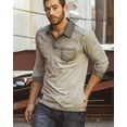 thumbnail image 2 of ZIMEGO Men's Long Sleeve Vintage Polo Shirt - Garment Color Dyed Oil Wash and Chest Pocket, 2 of 6