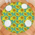thumbnail image 2 of Elastic Hem Round Tablecloth with Vintage Sunflower Design, Durable Polyester, Fits 44-52" Round Dining Tables, 2 of 7