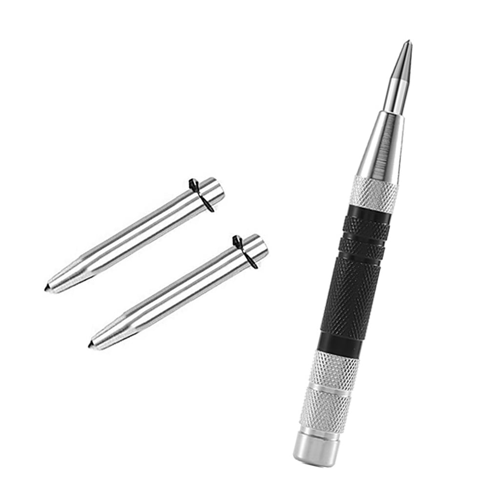 Color : Black Accessory 5-inch Automatic Center Pin Spring Loaded Mark Center Punch Tool Wood Indentation Mark Woodworking Tool Bit Useful