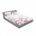 thumbnail image 3 of Ambesonne Floral Fitted Sheet & Pillow Sham Set, Magnolia Art, Twinxl, Red White, 3 of 3