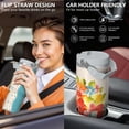 thumbnail image 5 of 30oz Pioneer Colorful Floral Stainless Steel Flip Straw Tumbler with Lid and Straw Spill Proof Travel Cup Double Wall Vacuum Insulated Coffee Mug with Top Handled White, 5 of 7