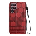 thumbnail image 2 of Nalacover For Samsung Galaxy S23 Ultra Wallet Case,Magnetic Embossed Soccer Ball Pattern PU Leather Flip Kickstand Cash Card Slots Shockproof with Detachable Wrist Strap Cover.Red, 2 of 7