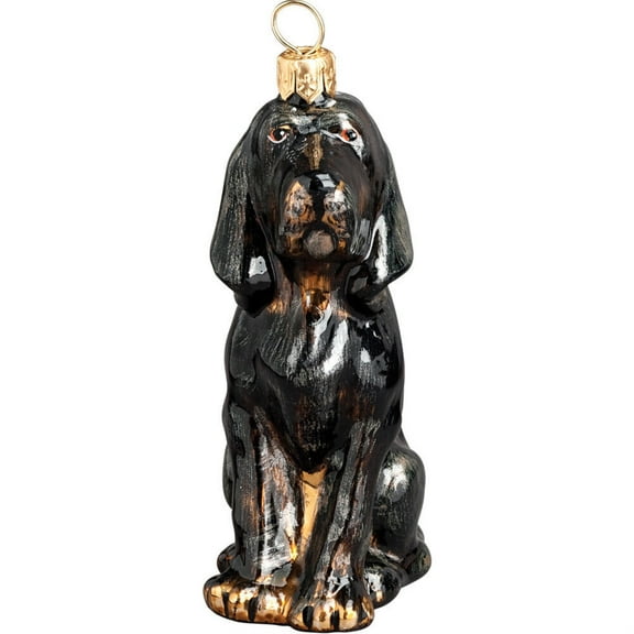 Black and Tan Coonhound Polish Glass Christmas Ornament Dog Tree Decoration