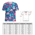 thumbnail image 2 of Flamingo Pattern Womens Tops Women's Fashion Casual Short Sleeve Flower Print Round Neck Pullover Top Blouse, 2 of 6