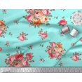 thumbnail image 2 of Soimoi Tissu Crêpe Polyester Imprimé Feuilles & Roses au Mètre 52 Pouces de Large, 2 of 3