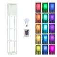 thumbnail image 2 of Simple Designs 62.5" Three Shelf Etagere Organizer Storage Floor Lamp With White Linen Shade For Living Room, Bedroom, Office, Hallway, White, With Color Changing Led Bulb Included, 2 of 6