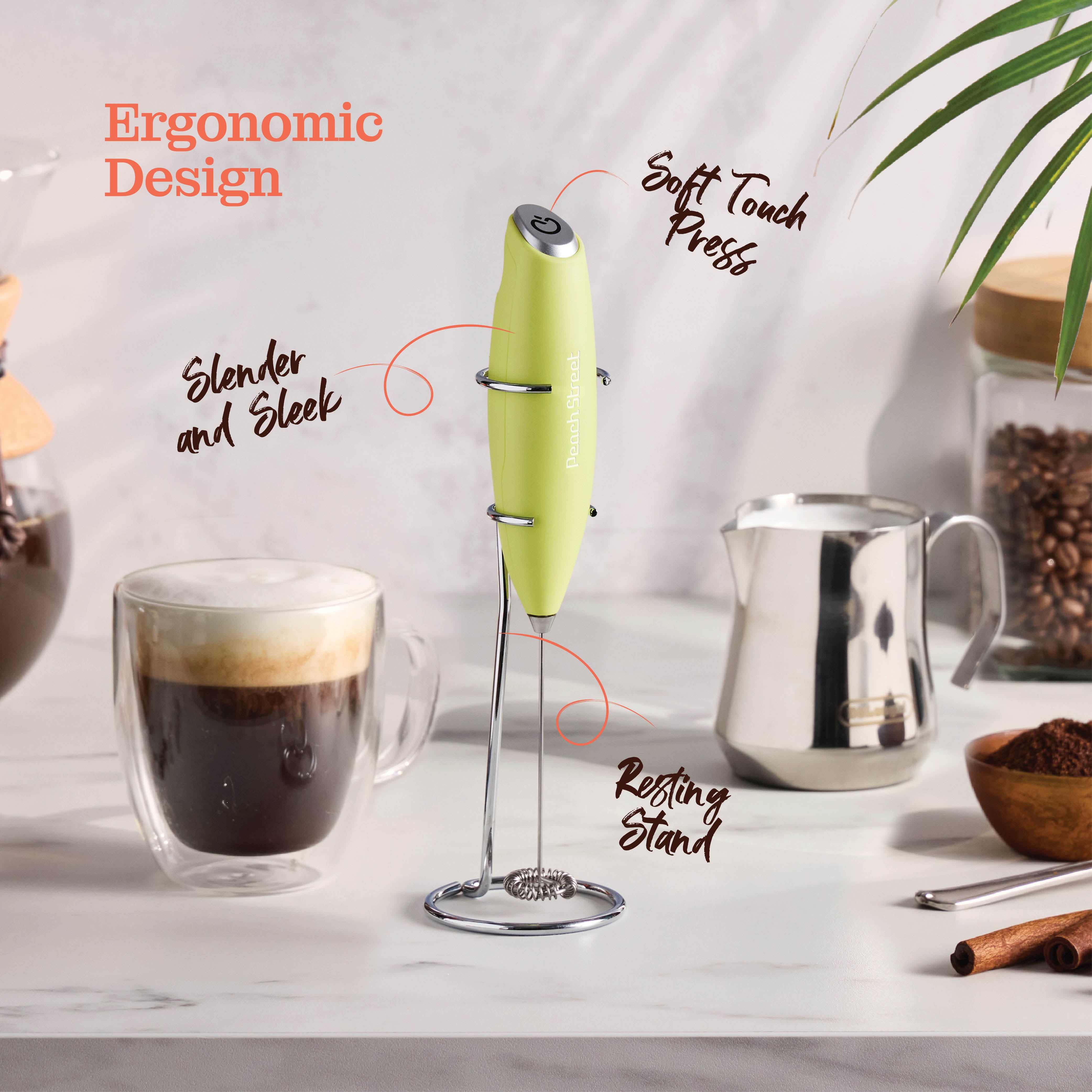 AIRITO Milk Frother Handheld Rechargeable with Stand: Mini Whisk Drink  Mixer for Lattes Matcha Frappe Cappuccino and Hot Chocolate by Milk Boss
