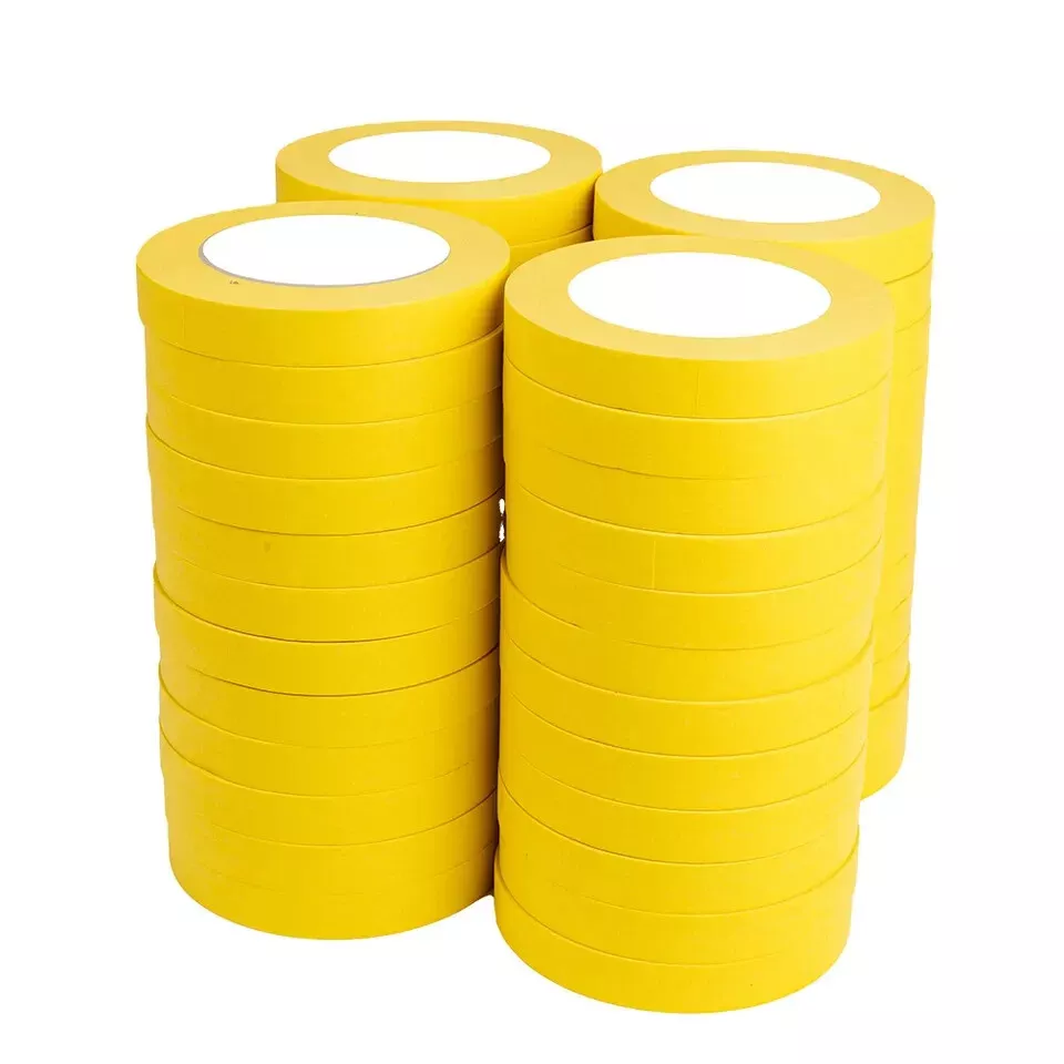 Yellow Masking Tape, 1-1/2" Inch x 55 Yards - Adhesive Tape, 24 Rolls. ( High Temperature 250F )