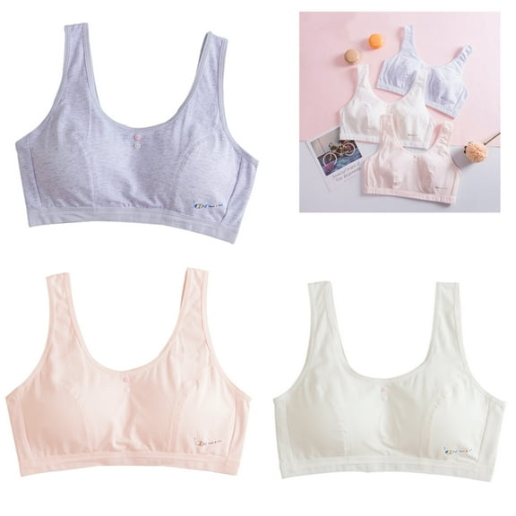 EIMELI Cute Bra for 8-15 Girls in Puberty Brief Seamless Bralette 95% Cotton No Underwire Padded Comfortable Vest-style Sport Running Underwear for Student