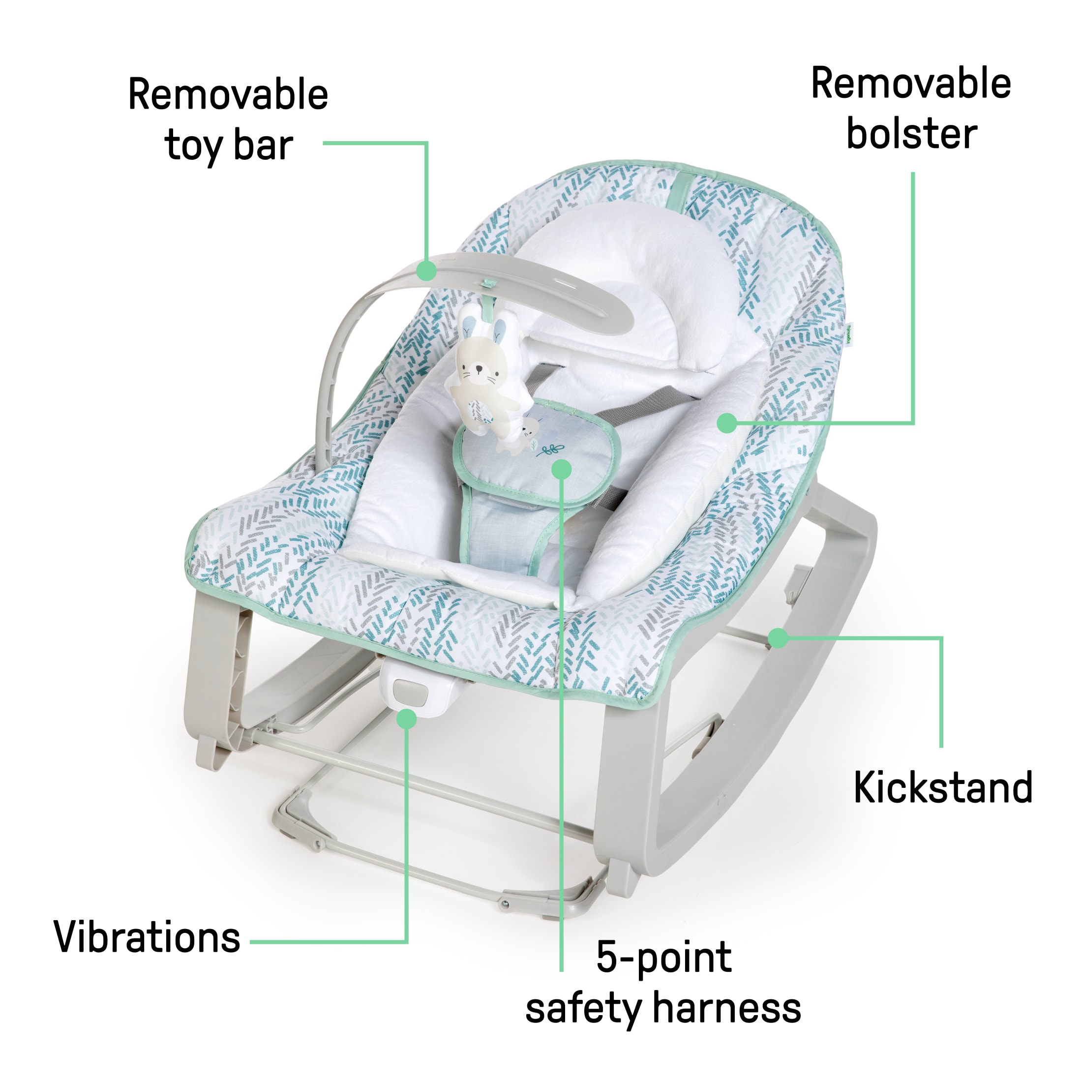 Ingenuity Keep Cozy 3-in-1 Vibrating Bouncer & Rocker, Gray photo 3