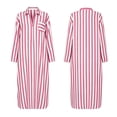thumbnail image 4 of Eawtki Women's Lapel Collar Three Quarter Roll Sleeve Maxi Striped Linen Shirt Dress Half Front Zip Placket Side Patch Pockets Loose Vacation Cover Up Dress, 4 of 7