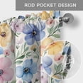 thumbnail image 5 of Blue Pink Flowers Valances for Windows Spring Watercolor Floral Leave Rod Pocket Curtain Valance Window Treatment Short Curtains for Kitchen Living Room, 42"x12", 5 of 9